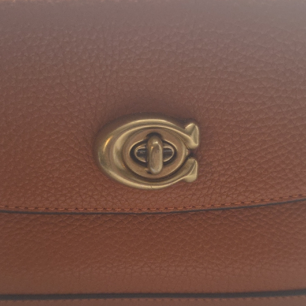 Coach Tan Leather Crossbody Bag with Turnlock Hardware